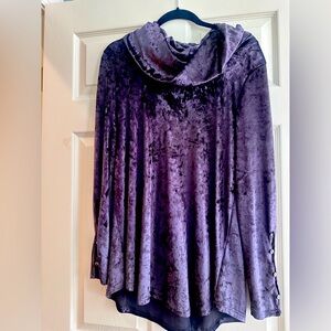 Umgee Purple Velvet Cowl Neck Top